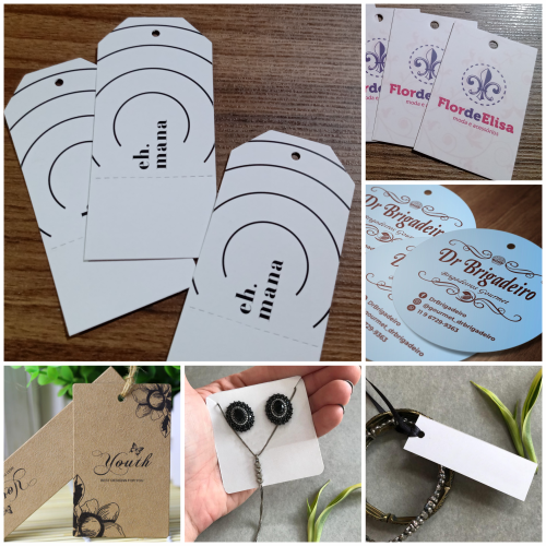 Tags Impressos Personalizados para Roupas e Bijuterias ML Paper Conceitos Gráficos