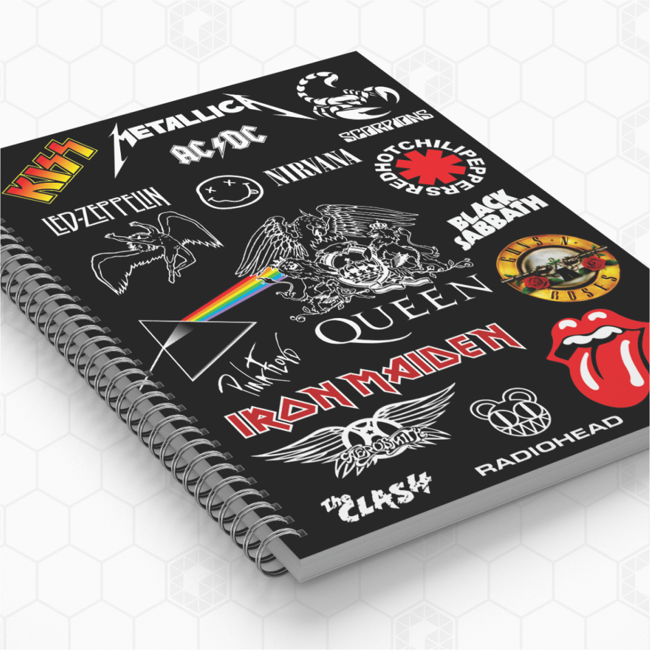 Cadernos Personalizados - Bandas de Rock