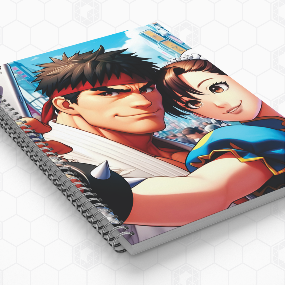 Cadernos Personalizados - Selfie Chun-Li e Ryu