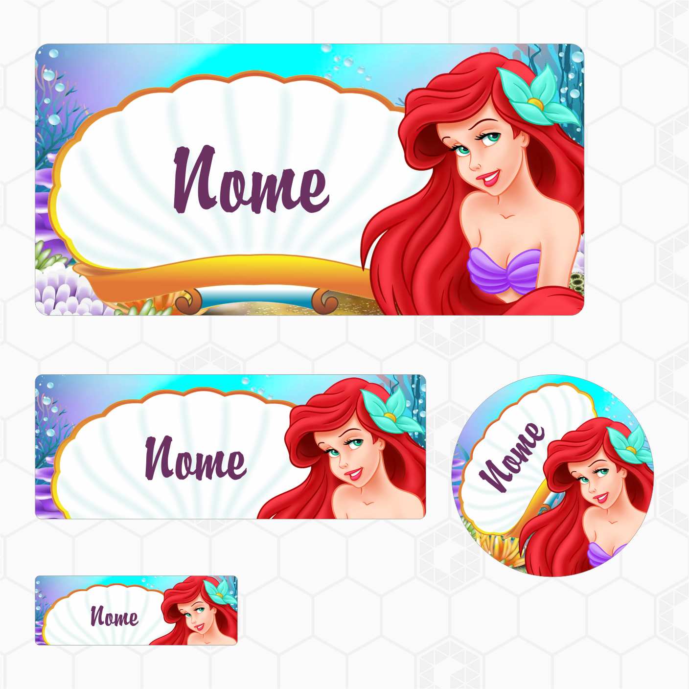 Etiquetas Escolares - Disney - Princesa Pequena Sereia