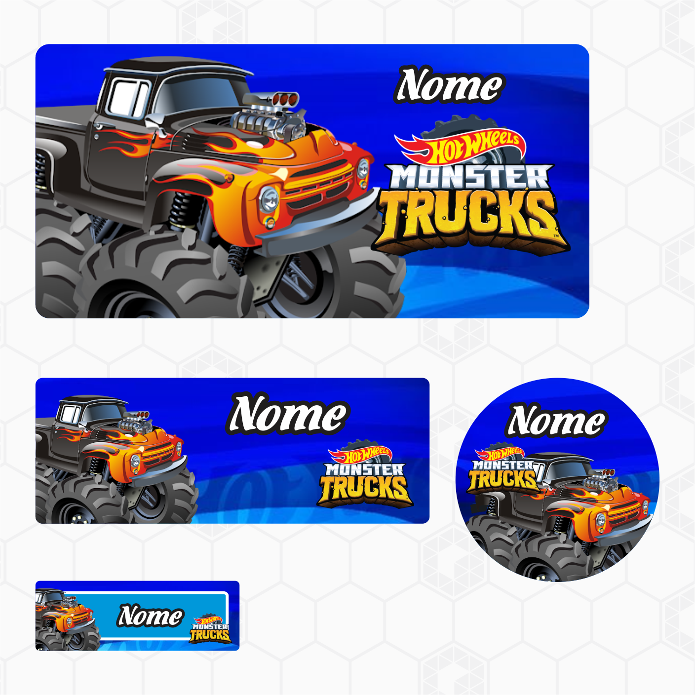 Etiquetas Escolares - Hot Wheels - Monster Trucks